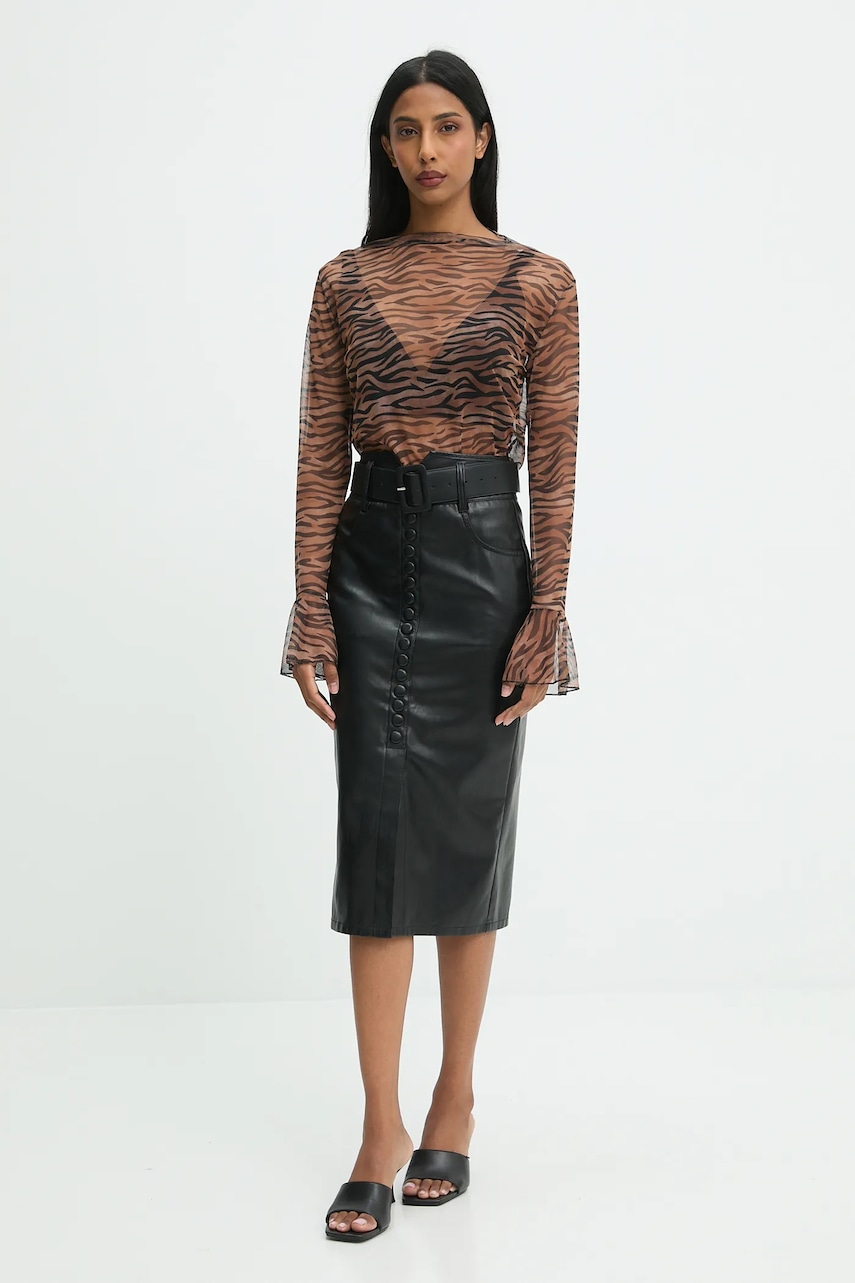 Блузка Answear.LAB цвет коричневый узор Блузка Answear.LAB цвет коричневый узор