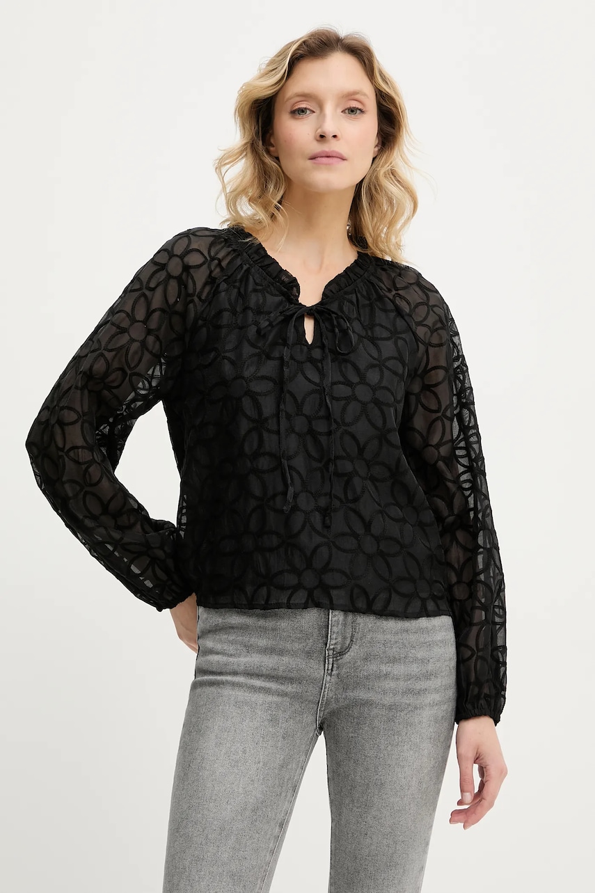 Answear Lab bluza culoarea negru, cu imprimeu