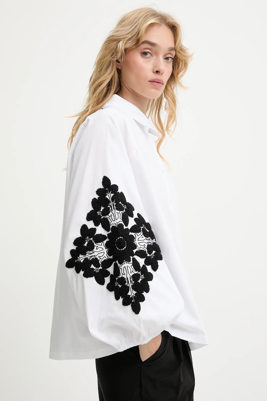 Answear.LAB bluza culoarea alb, cu imprimeu