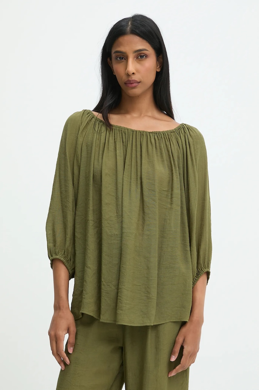 Answear.LAB bluza culoarea verde, neted