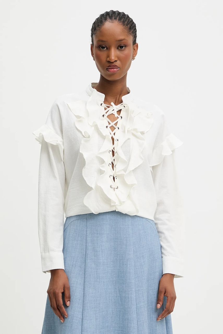 Answear.LAB bluza din bumbac culoarea alb, neted