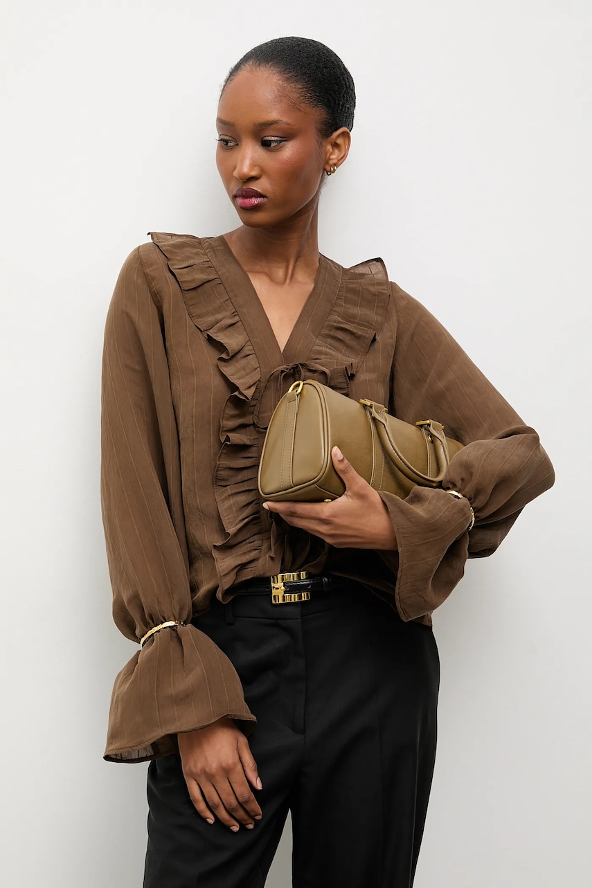 Answear.LAB bluza culoarea maro, neted