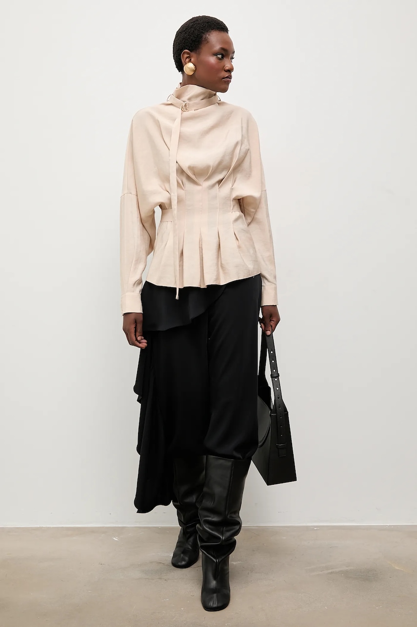 Answear.LAB bluza culoarea bej, neted