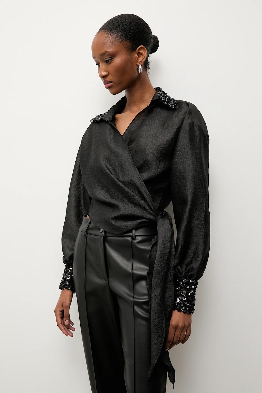 Answear.LAB bluza culoarea negru, cu imprimeu