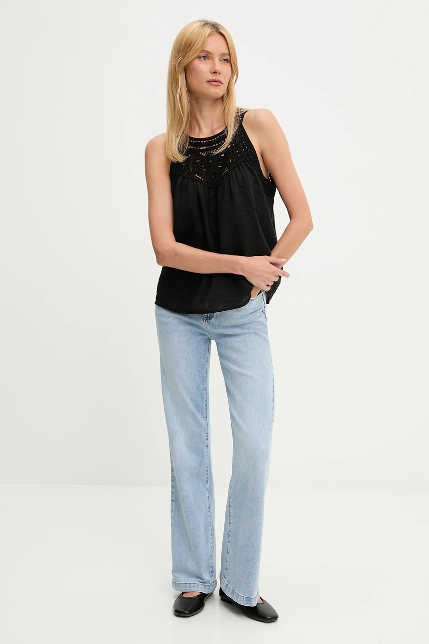 Хлопковая блузка Answear.LAB цвет чёрный с аппликацией