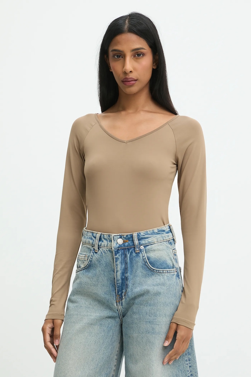 Answear Lab bluza culoarea maro, neted