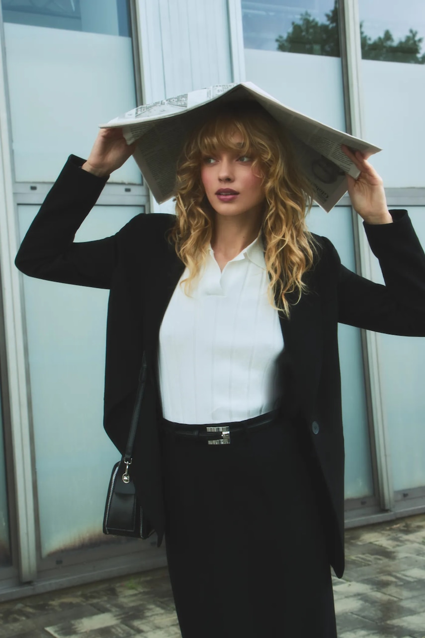 Answear.LAB bluza culoarea bej, neted
