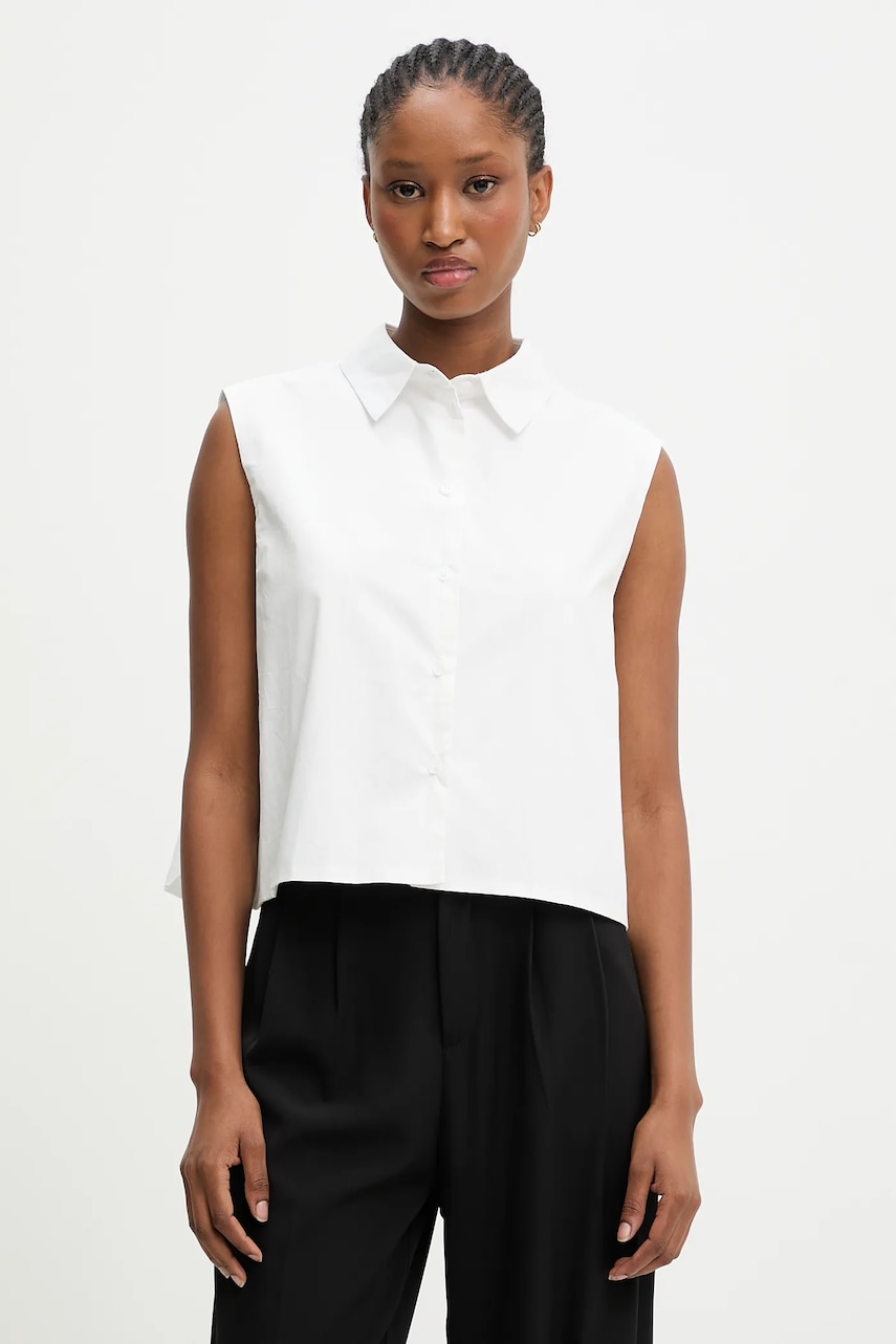 Answear.LAB bluza din bumbac culoarea alb, neted
