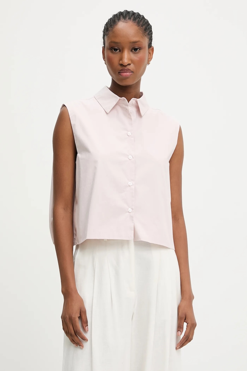 Answear.LAB bluza din bumbac culoarea roz, neted Answear.LAB bluza din bumbac culoarea roz, neted