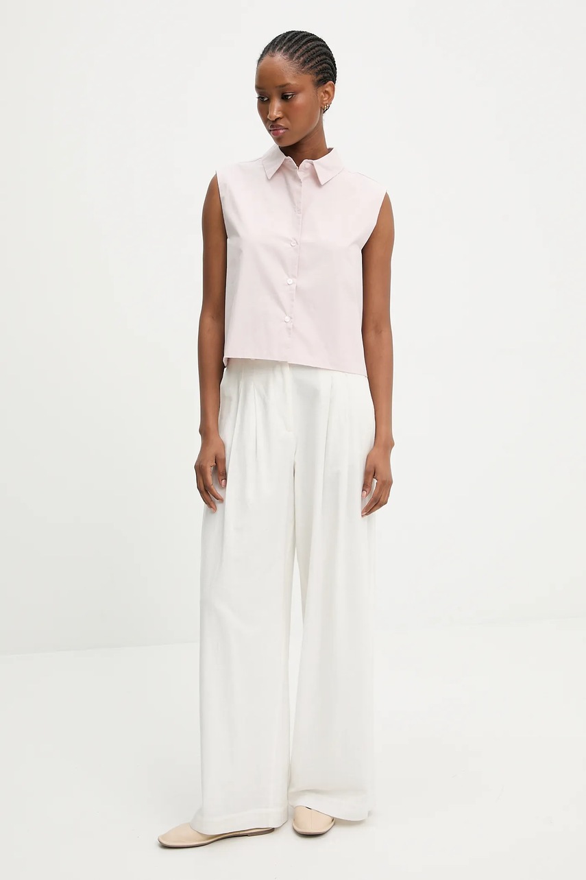 Хлопковая блузка Answear.LAB цвет розовый однотонная