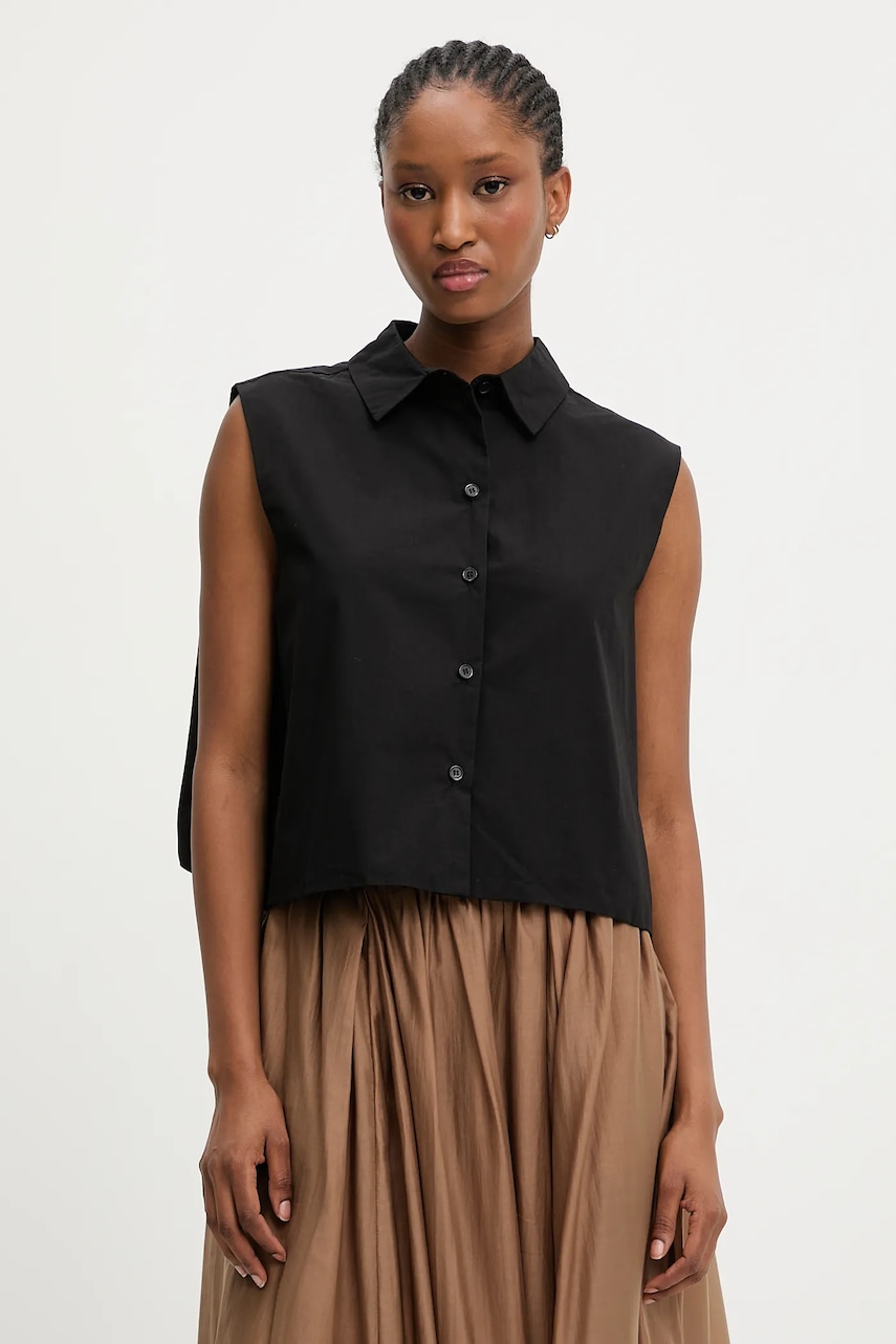 Answear.LAB bluza din bumbac culoarea negru, neted Answear.LAB bluza din bumbac culoarea negru, neted