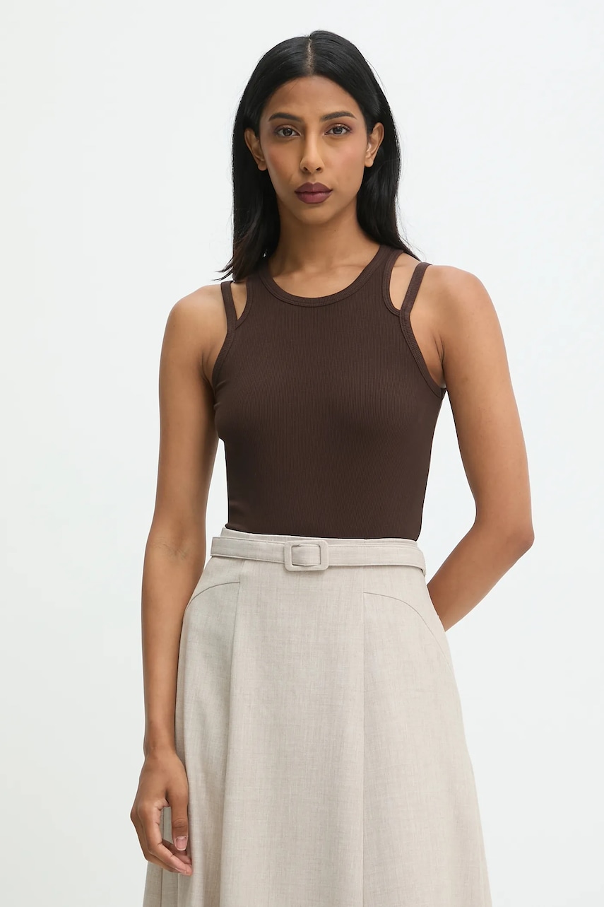 Answear.LAB bluza culoarea maro, neted