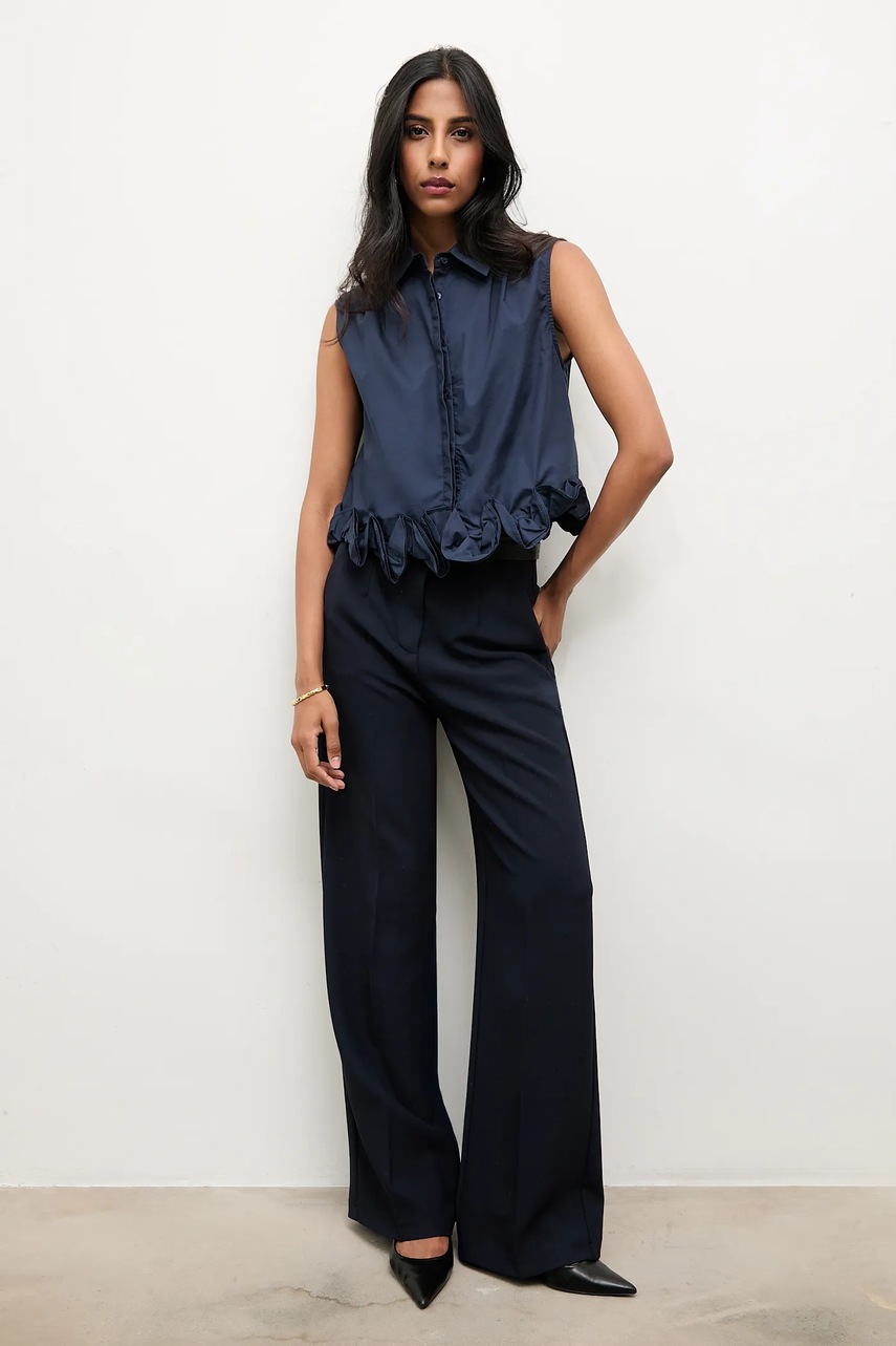 Блузка Answear.LAB цвет синий однотонная Блузка Answear.LAB цвет синий однотонная