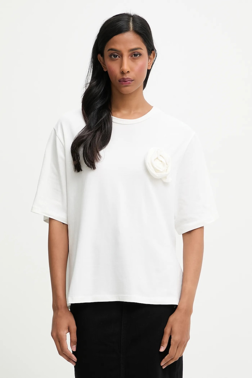 Answear.LAB bluza culoarea alb, cu imprimeu