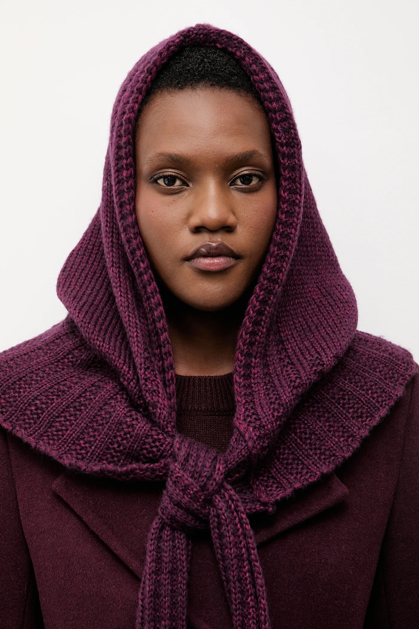 Answear.LAB glugă cu lână merinos culoare vișinie