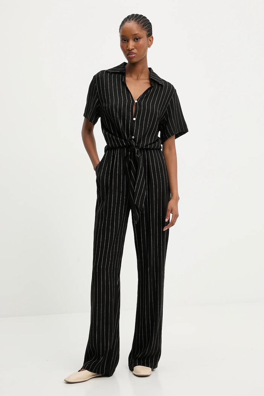 Answear.LAB cămașă și pantaloni cu lenjerie culoarea negru