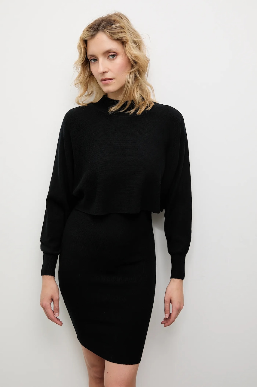 Answear.LAB rochie si pulover culoarea negru