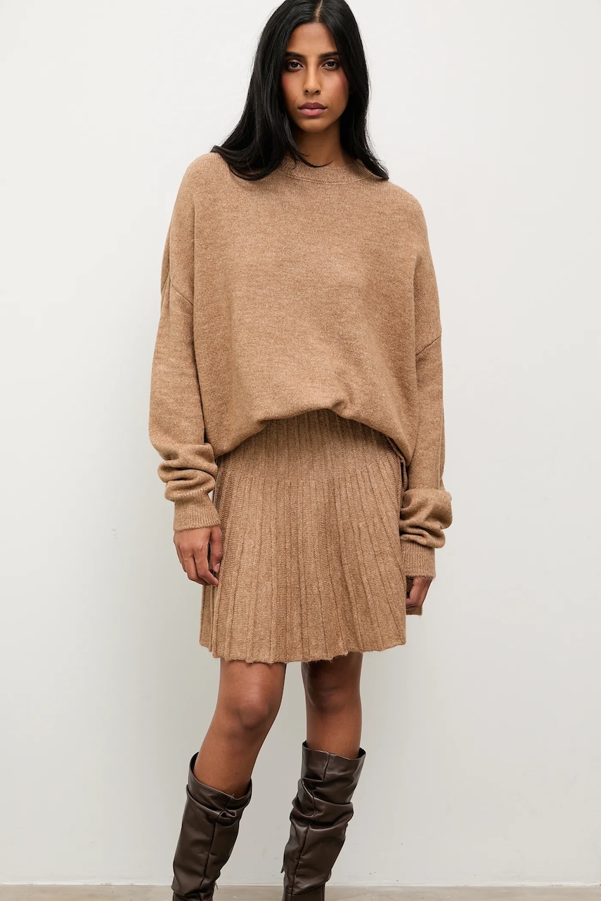 Answear.LAB bluză și fustă culoarea bej