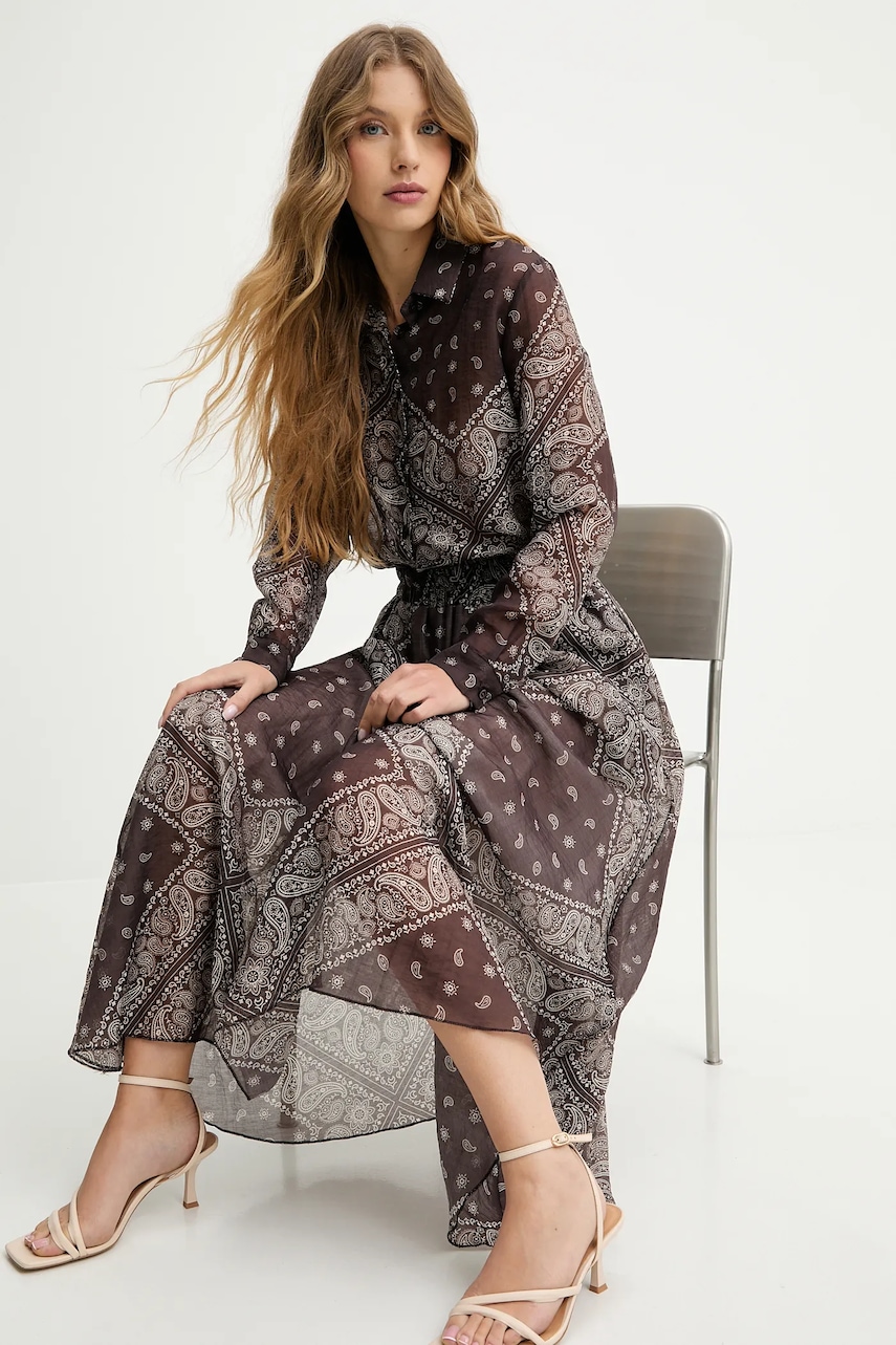 Answear.LAB cămașă și fustă culoarea maro