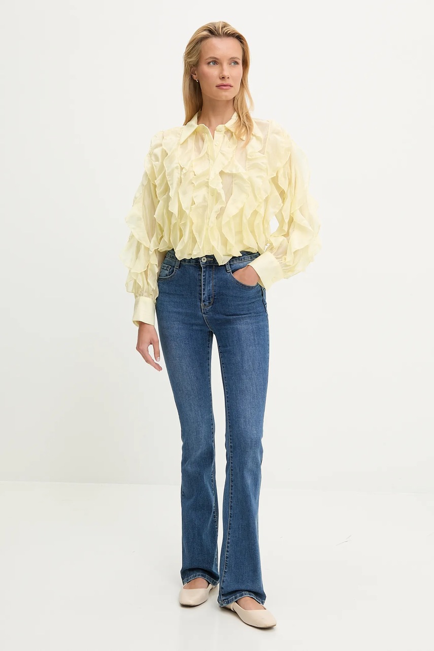 Рубашка Answear.LAB цвет жёлтый relaxed классический воротник Рубашка Answear.LAB цвет жёлтый relaxed классический воротник
