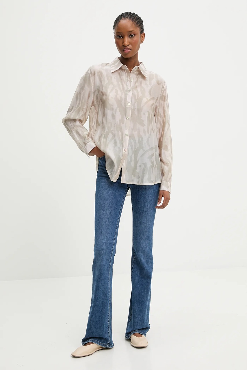 Рубашка Answear.LAB цвет бежевый regular классический воротник