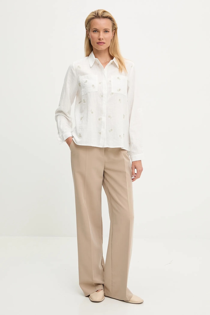 Хлопковая рубашка Answear.LAB цвет белый relaxed классический воротник