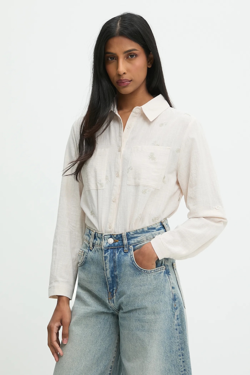 Answear Lab camasa din bumbac culoarea bej, cu guler clasic, relaxed