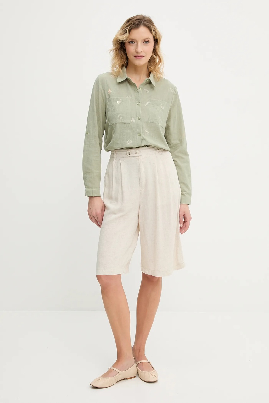 Хлопковая рубашка Answear.LAB цвет зелёный relaxed классический воротник