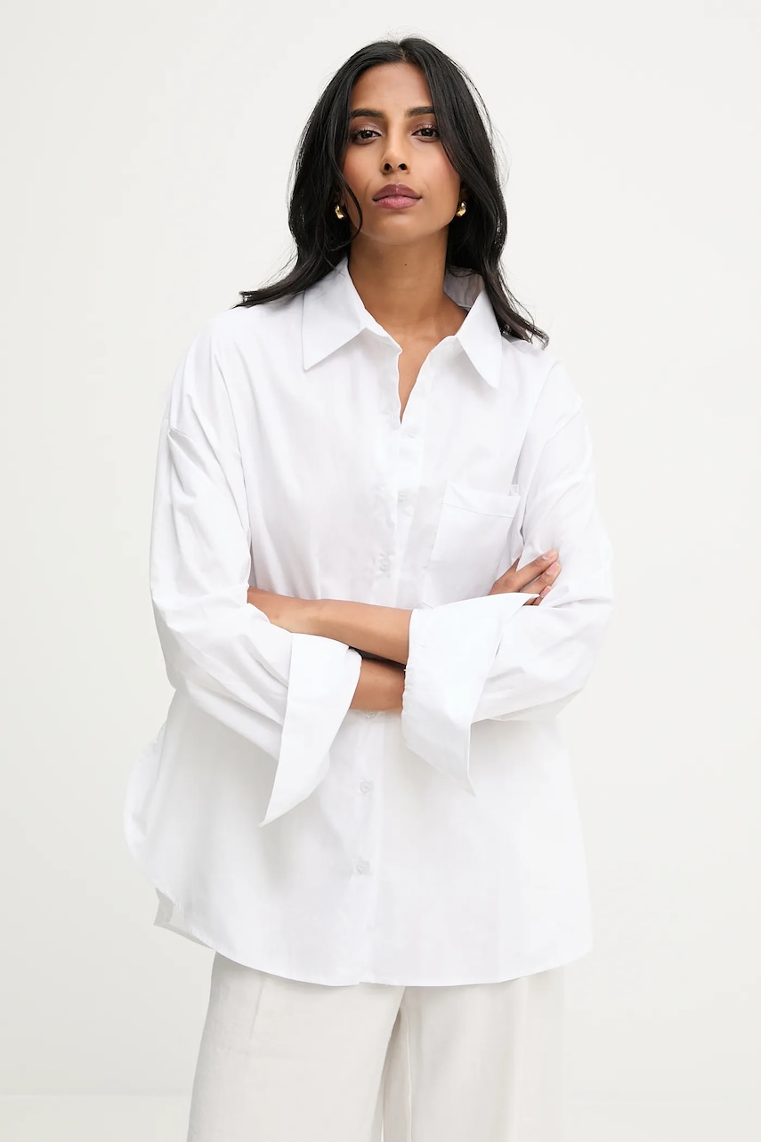 Хлопковая рубашка Answear.LAB цвет белый relaxed классический воротник Хлопковая рубашка Answear.LAB цвет белый relaxed классический воротник