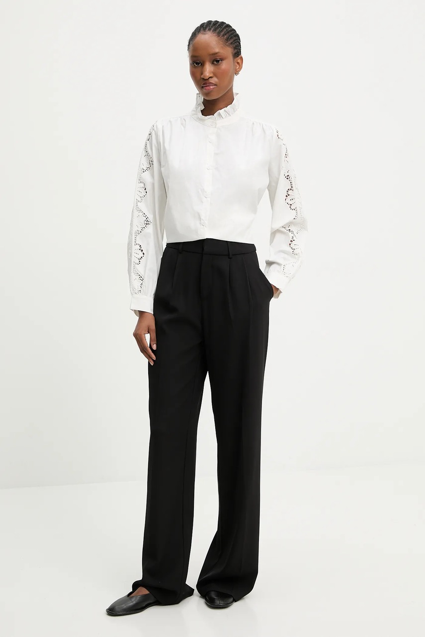 Хлопковая рубашка Answear.LAB цвет белый regular со стойкой