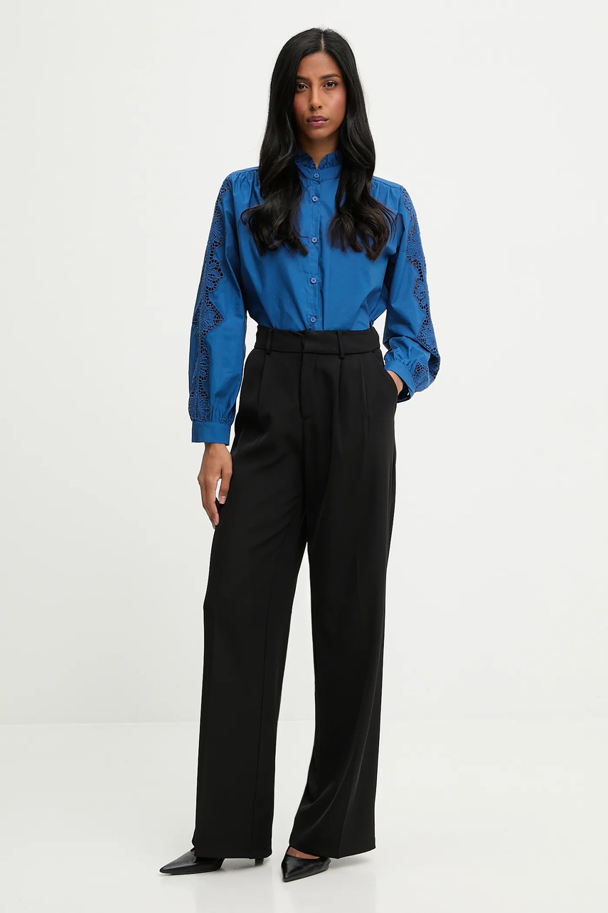 Хлопковая рубашка Answear.LAB цвет синий regular со стойкой