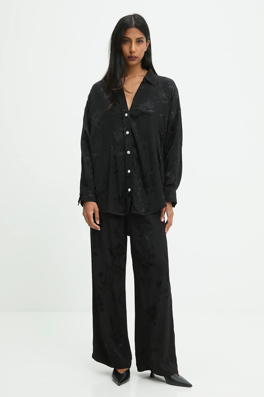Рубашка Answear.LAB цвет чёрный relaxed классический воротник Рубашка Answear.LAB цвет чёрный relaxed классический воротник