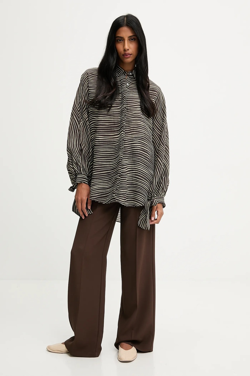 Рубашка Answear.LAB цвет коричневый relaxed классический воротник