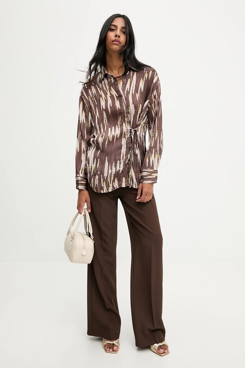 Рубашка Answear.LAB цвет коричневый regular классический воротник