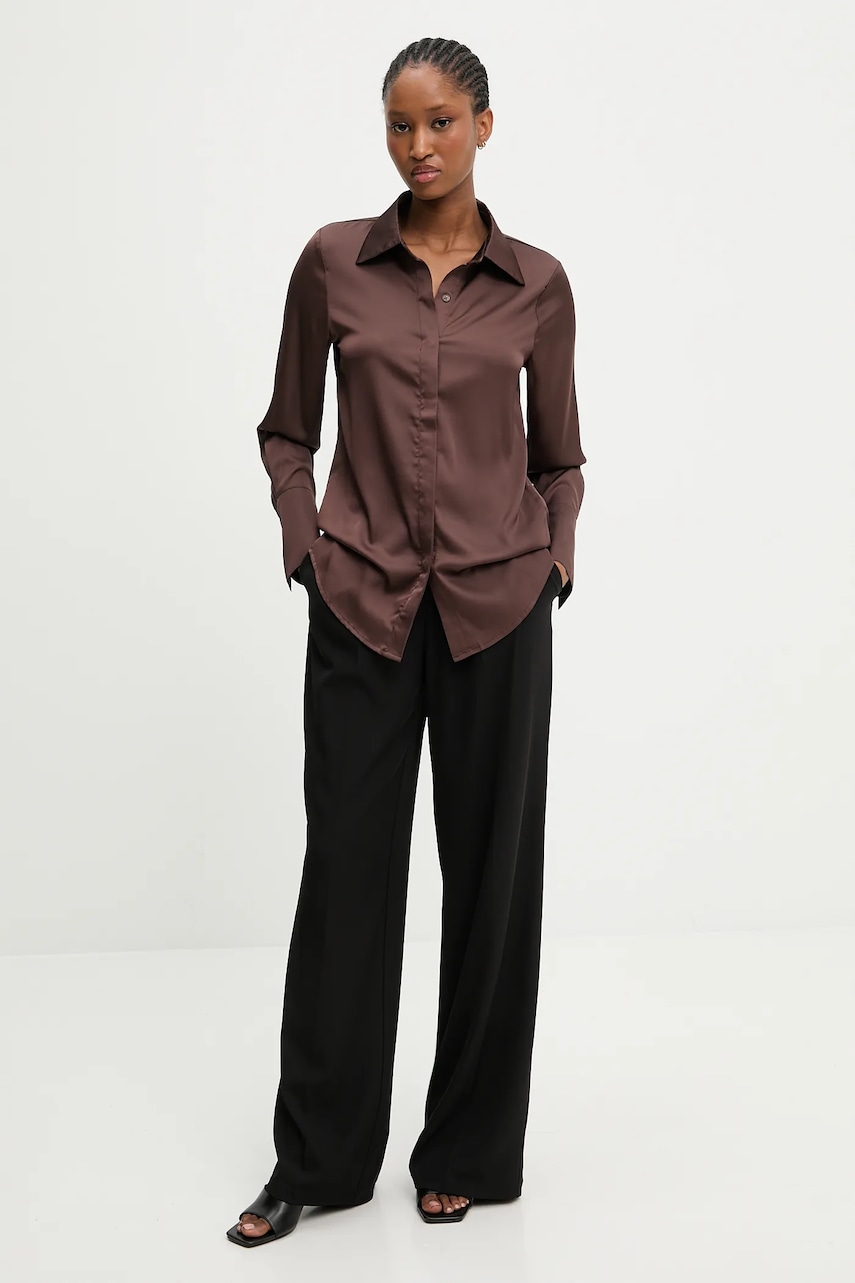 Рубашка Answear.LAB цвет коричневый regular классический воротник