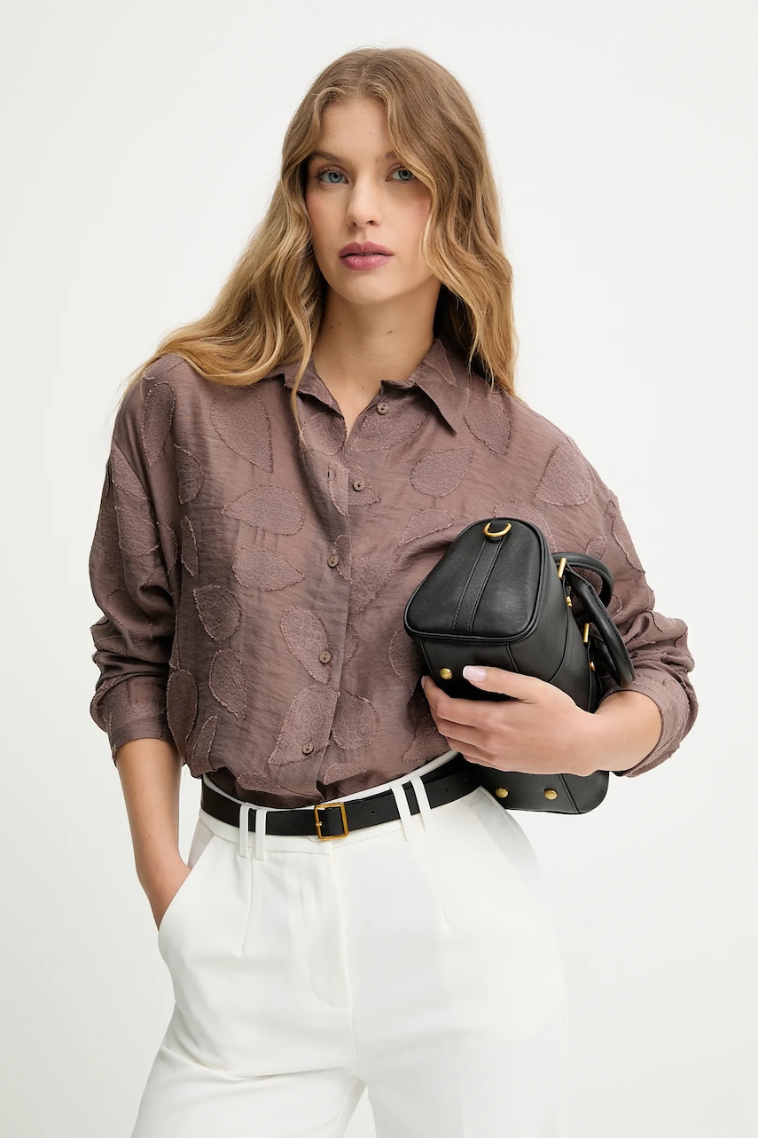 Answear.LAB camasa culoarea maro, cu guler clasic, relaxed