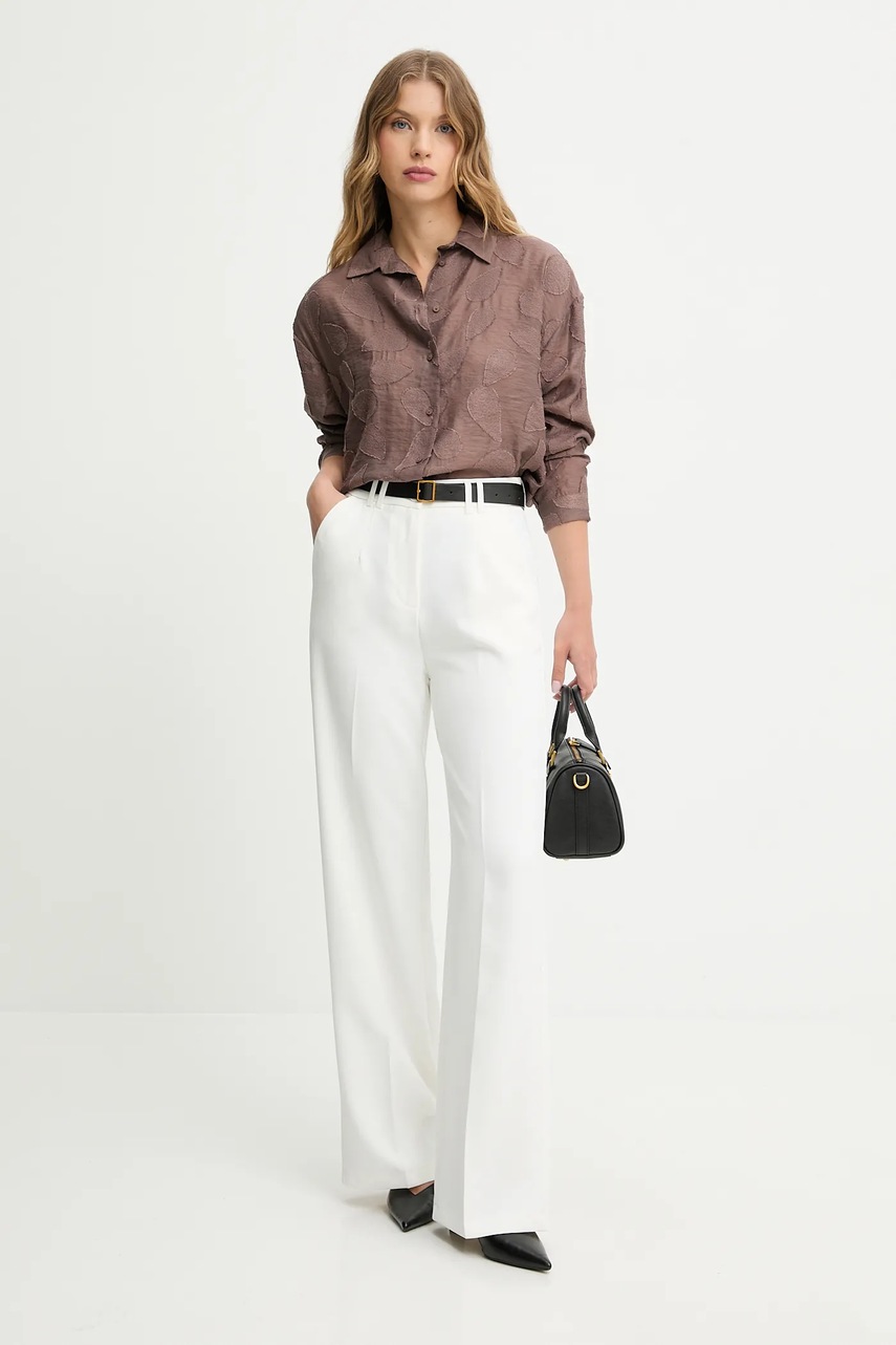 Рубашка Answear.LAB цвет коричневый relaxed классический воротник Рубашка Answear.LAB цвет коричневый relaxed классический воротник