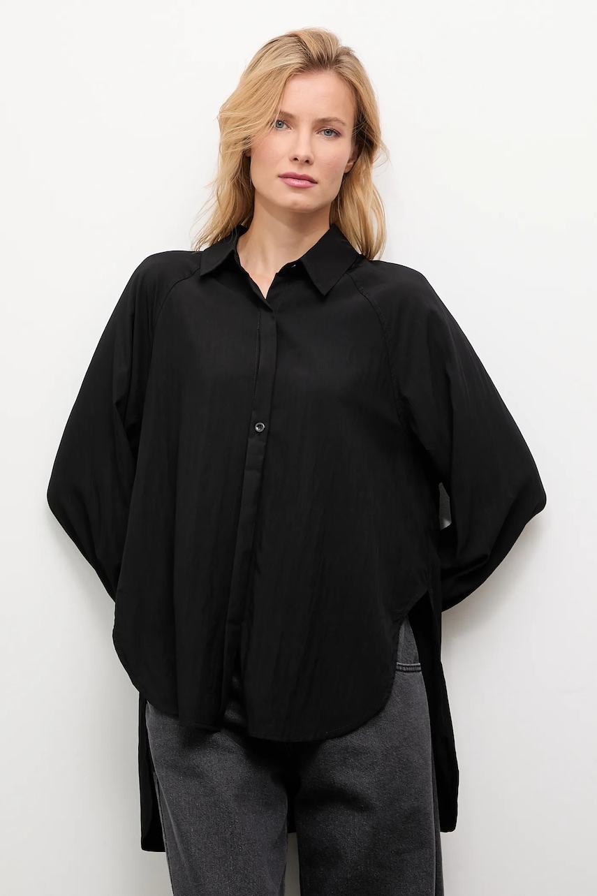 Answear.LAB camasa culoarea negru, cu guler clasic, relaxed