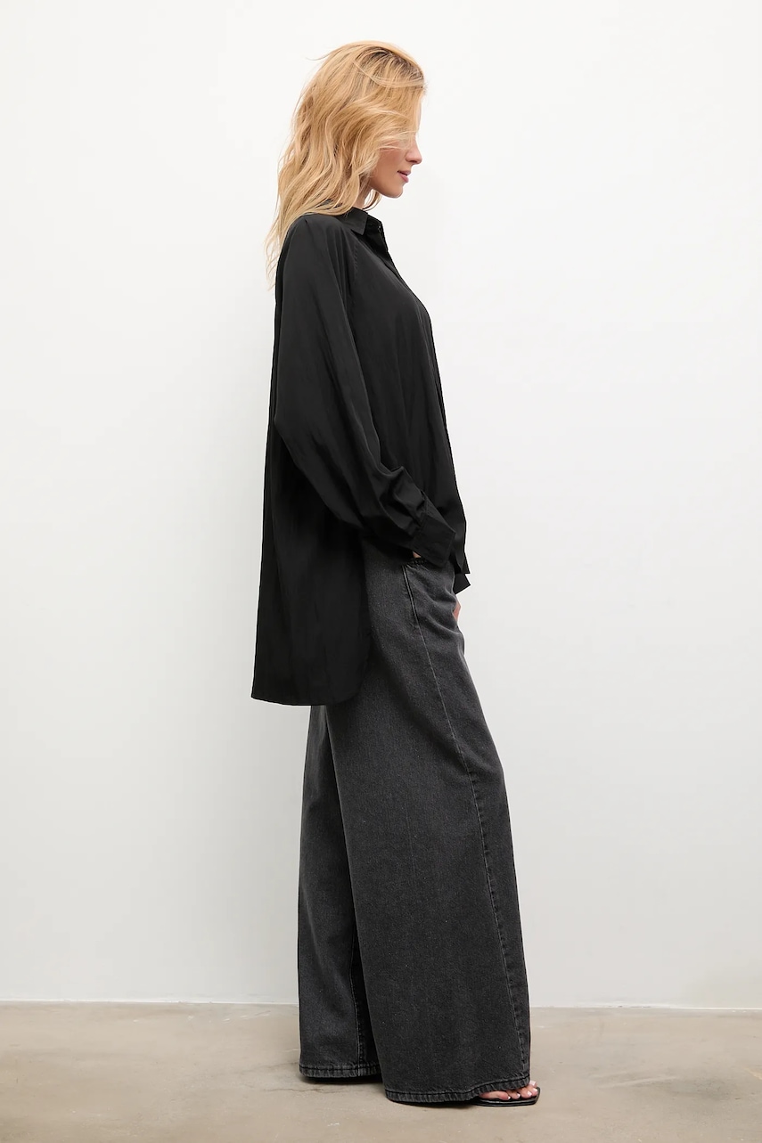 Рубашка Answear.LAB цвет чёрный relaxed классический воротник Рубашка Answear.LAB цвет чёрный relaxed классический воротник