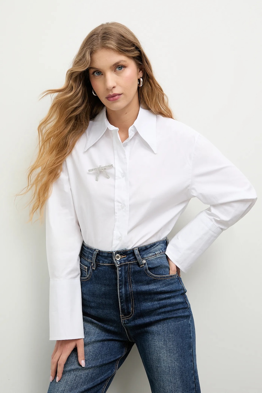 Answear.LAB camasa culoarea alb, cu guler clasic, regular