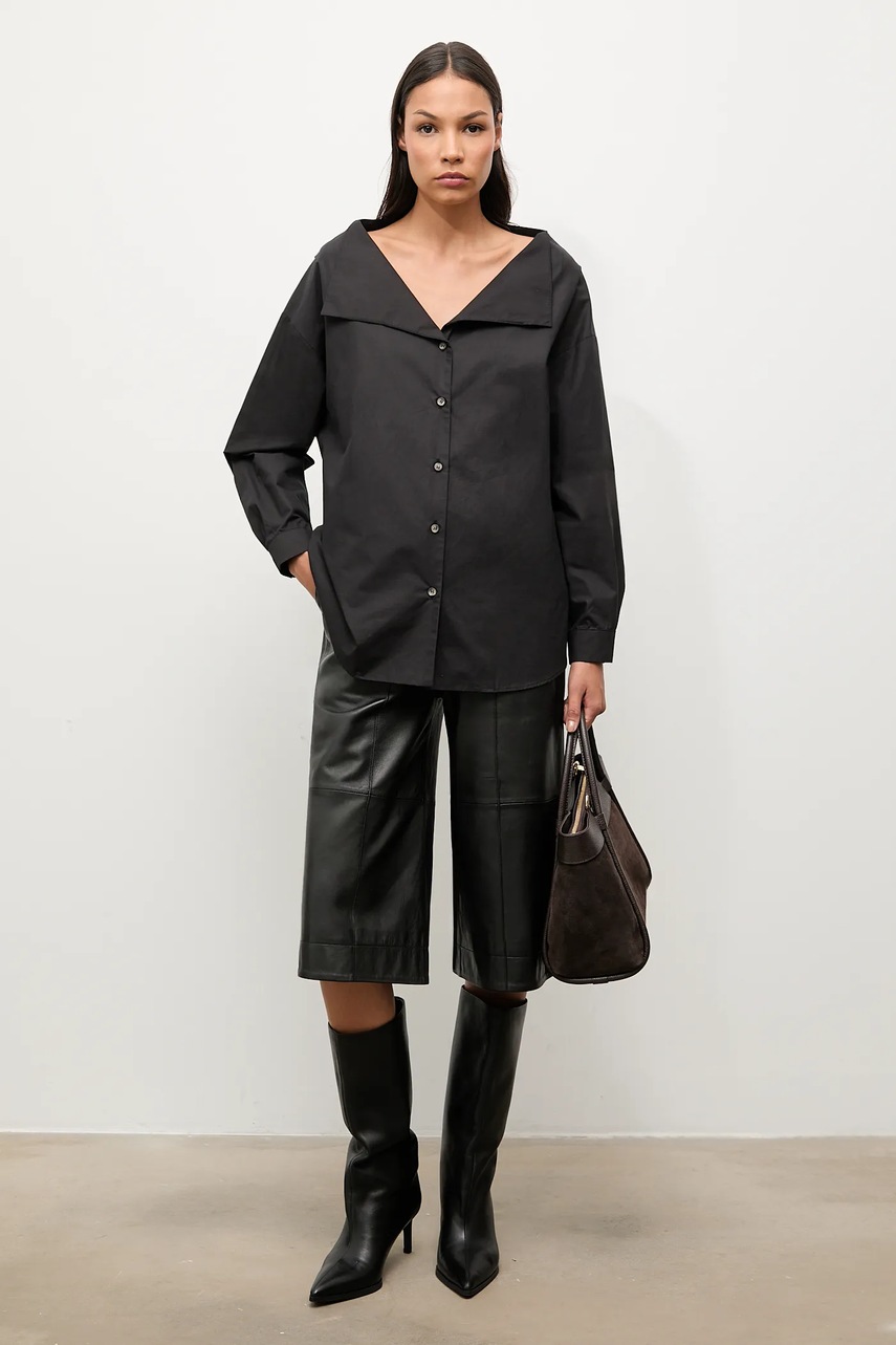 Answear.LAB camasa din bumbac culoarea negru, cu guler clasic, regular