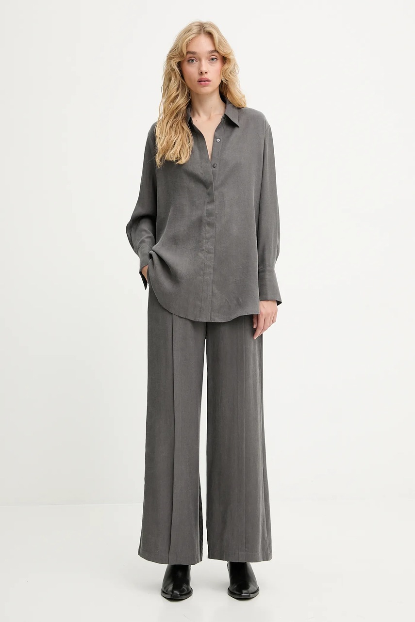 Рубашка Answear.LAB цвет серый relaxed классический воротник