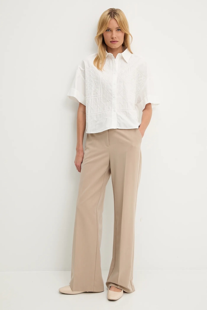 Хлопковая рубашка Answear.LAB цвет белый relaxed классический воротник