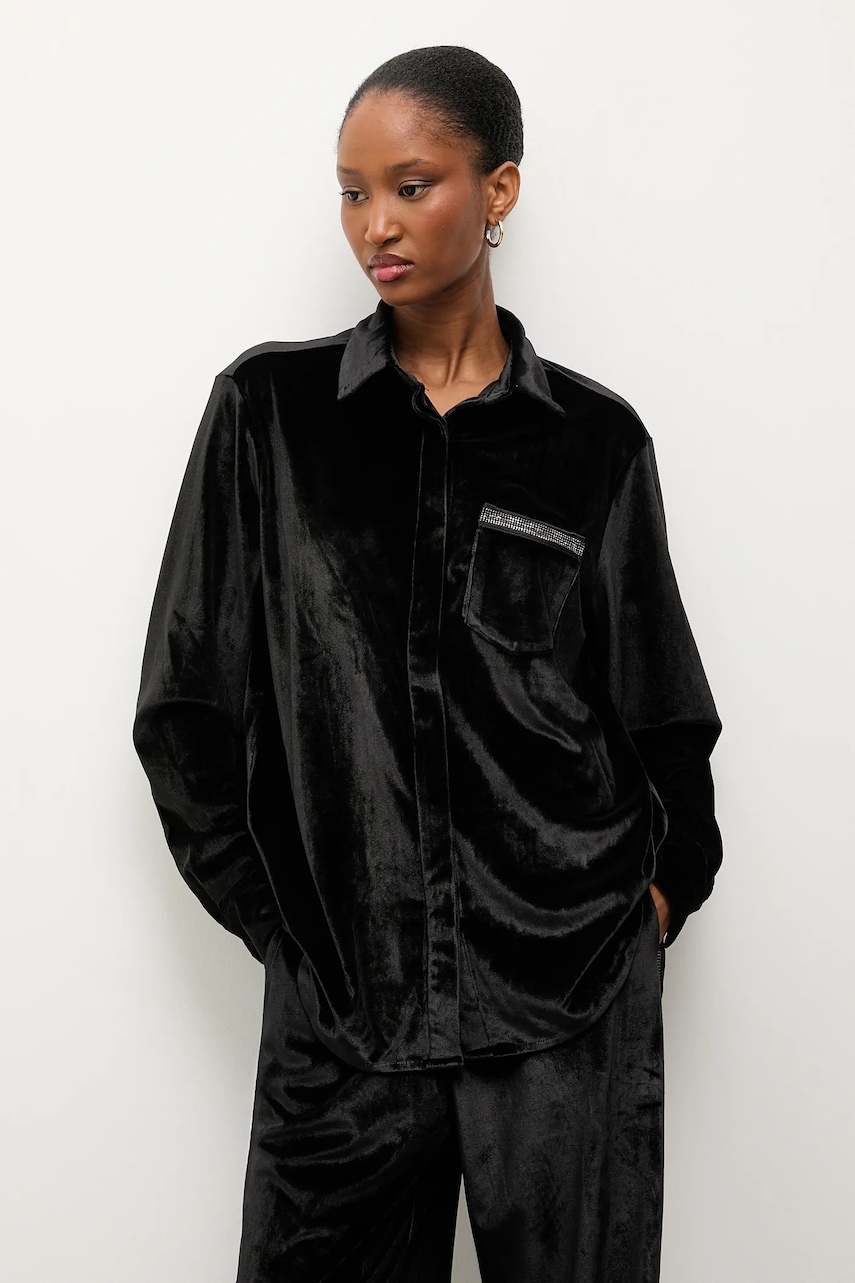 Answear.LAB camasa culoarea negru, cu guler clasic, relaxed