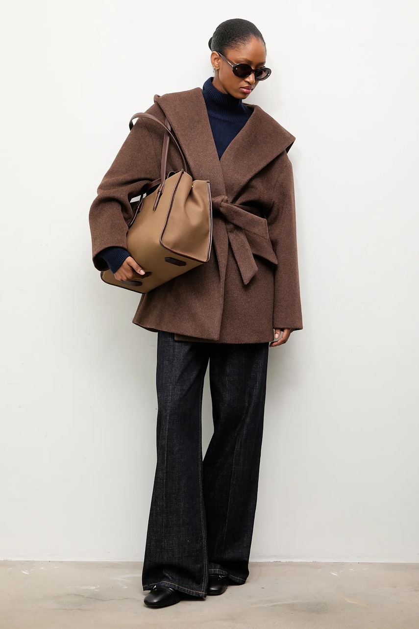 Шерстяное пальто Answear.LAB цвет коричневый