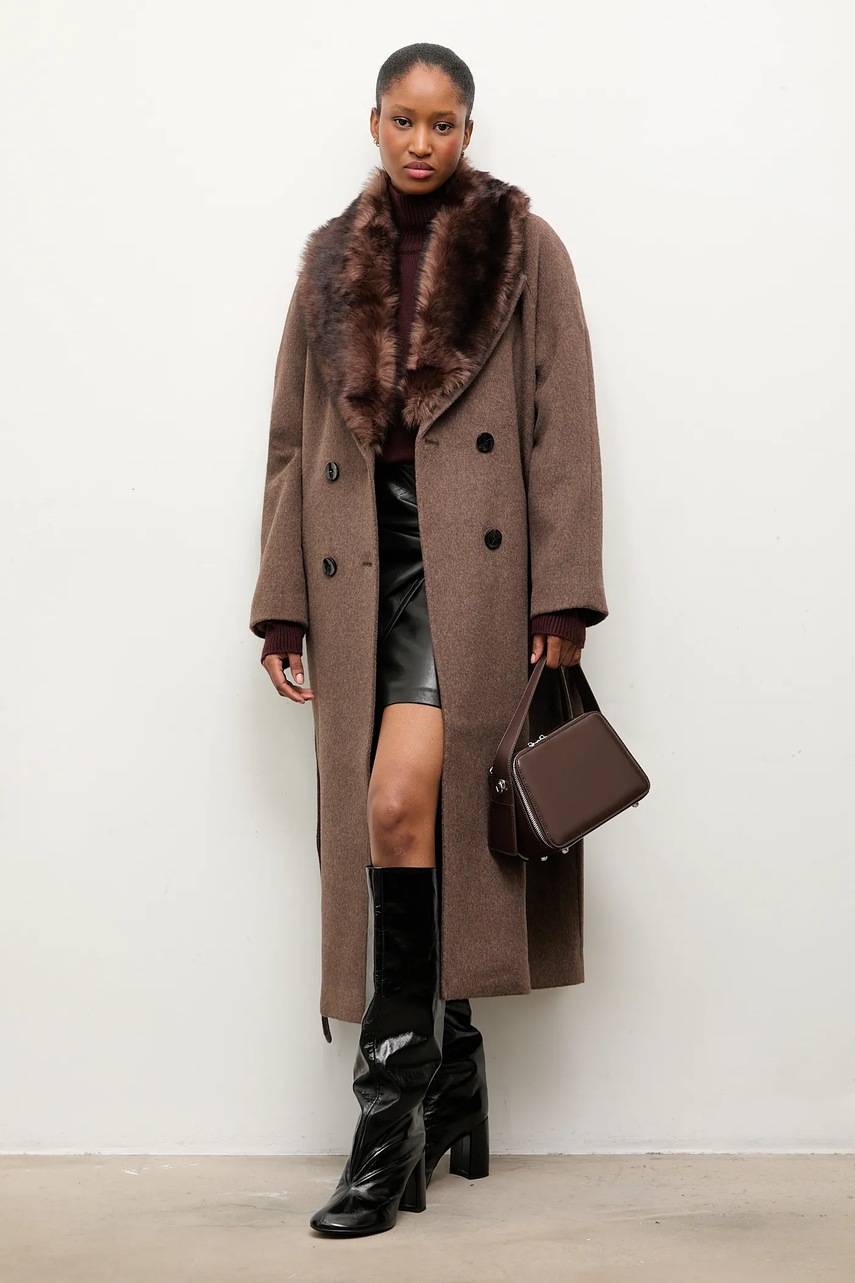 Шерстяное пальто Answear.LAB цвет коричневый