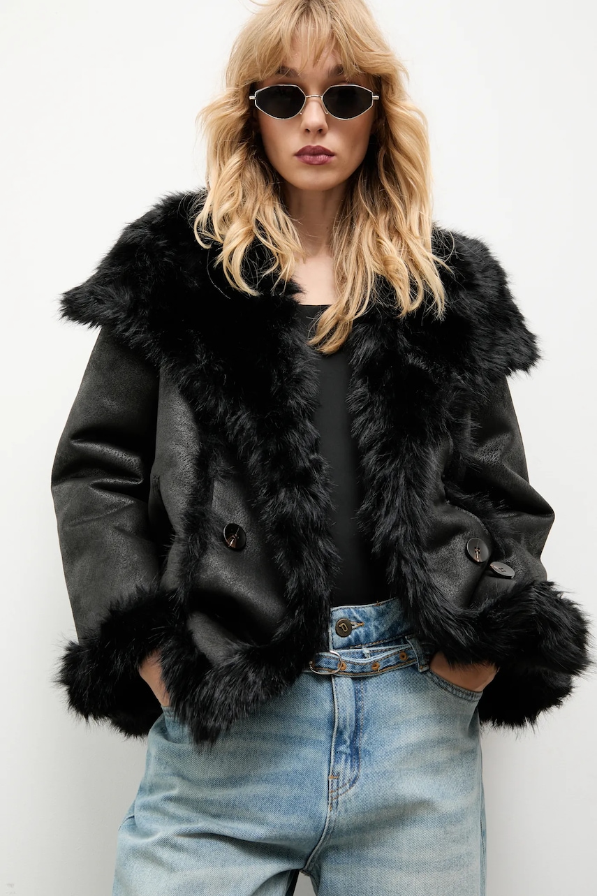 Answear.LAB palton culoarea negru Answear.LAB palton culoarea negru