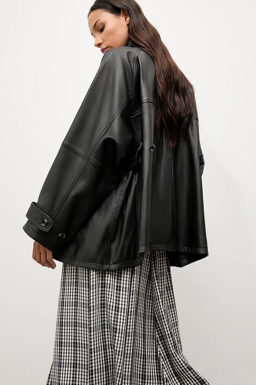 Answear.LAB geaca de piele culoarea negru