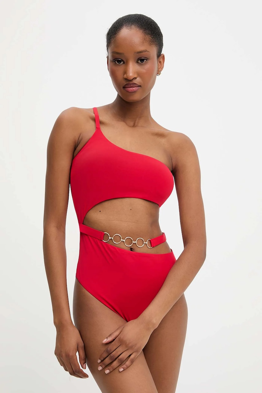 Answear Lab costum de baie din două piese culoarea rosu, cupa usor rigidizata