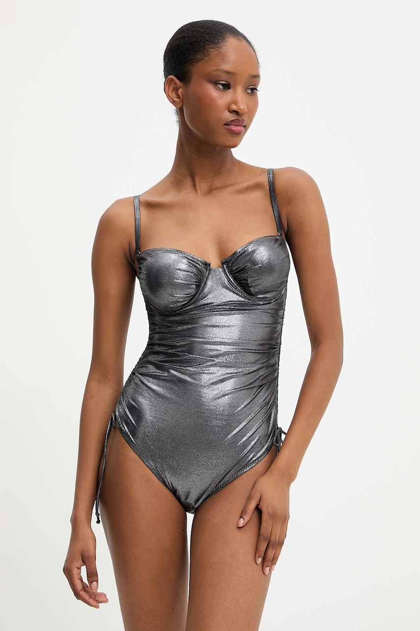 Answear Lab costum de baie dintr-o bucată culoarea negru, cupa usor rigidizata